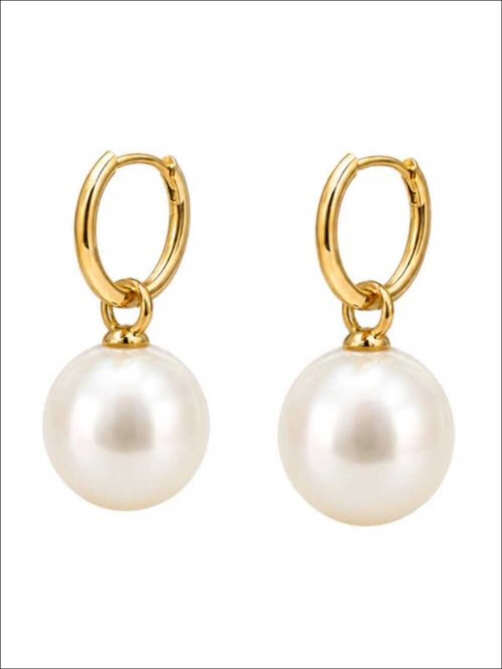 Gold Hoop Pearl Drop Earrings for Women 10mm